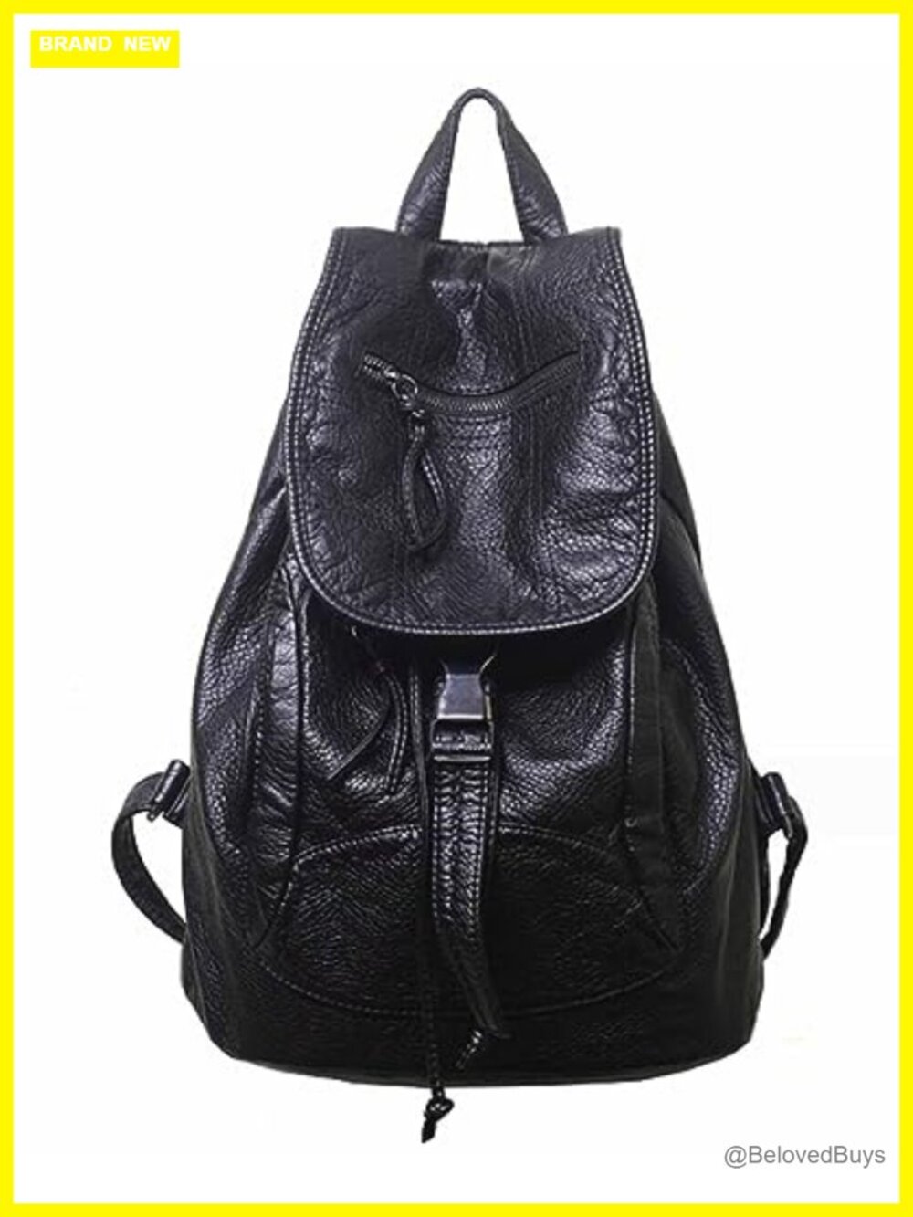 Faux Leather Women's Drawstring Backpack Satchel Purse Hobo Daypack with Flap
